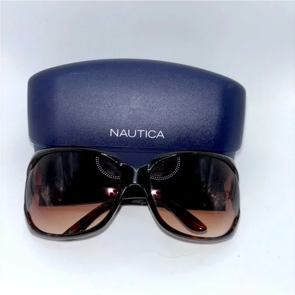 Nautical Rectangle Brown Tortoise Sunglasses Womens Lightweight With Hard Case - Picture 1 of 7